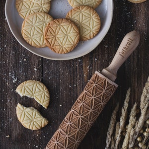 FLOWER OF LIFE engraved rolling pin for cookies, embossing rolling pin, engraved by laser, stamp for cookies