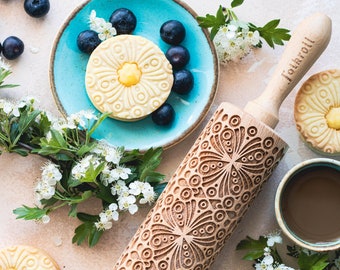 ETHNIC engraved rolling pin for cookies, embossing rolling pin, engraved by laser, stamp for cookies