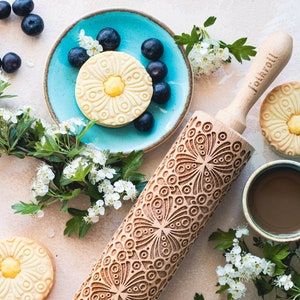 ETHNIC engraved rolling pin for cookies, embossing rolling pin, engraved by laser, stamp for cookies