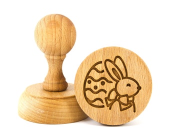 BUNNY AND EGG wooden engraved stamp for cookies, laser stamp, baking gift