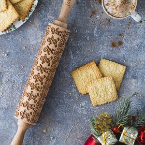 CHRISTMAS GINGERBREAD MAN engraved rolling pin for cookies, embossing rolling pin, engraved by laser, stamp for cookies