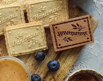 HOMEMADE wooden engraved stamp for cookies, laser stamp, baking gift