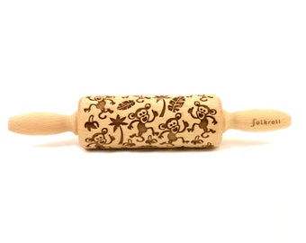 Jungle Engraved Rolling Pin: Monkey Cookie Stamp