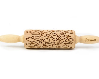 PLANE engraved rolling pin for cookies, embossing rolling pin, engraved by laser, stamp for cookies