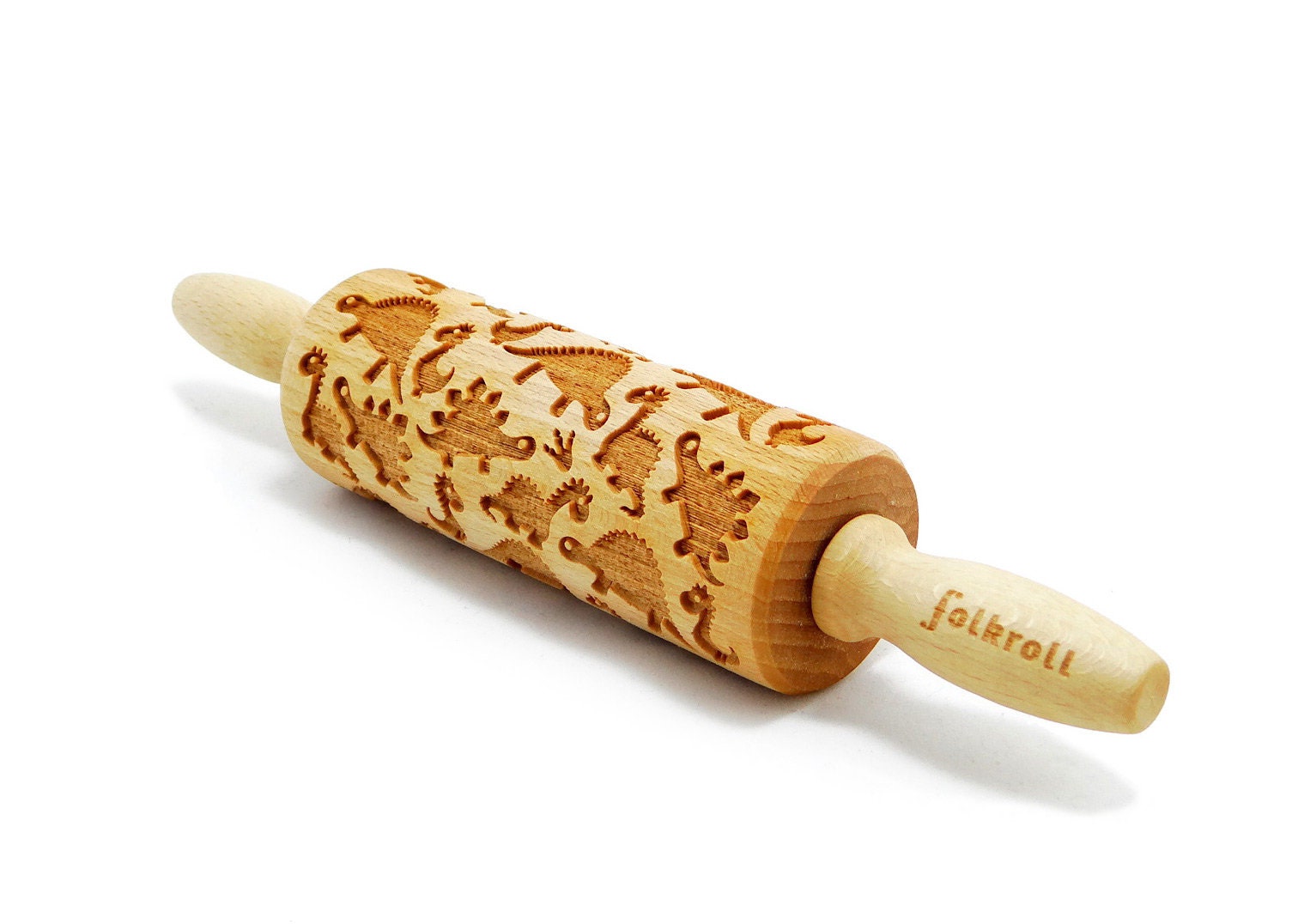 DINOSAUR engraved rolling pin for cookies, embossing rolling pin, engraved by laser, stamp for cookies