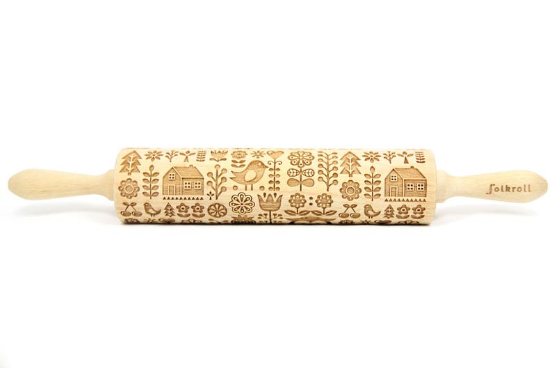 SCANDINAVIAN FOLK engraved rolling pin for cookies embossing Etsy