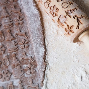 WINTER MIX engraved rolling pin for cookies, embossing rolling pin, engraved by laser, stamp for cookies