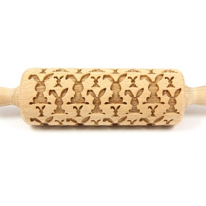 EASTER BUNNY engraved rolling pin for cookies, embossing rolling pin, engraved by laser, stamp for cookies