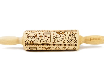 CHRISTMAS SOCK engraved rolling pin for cookies, embossing rolling pin, engraved by laser, stamp for cookies