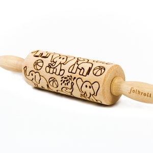 ELEPHANT engraved rolling pin for cookies, embossing rolling pin, engraved by laser, stamp for cookies