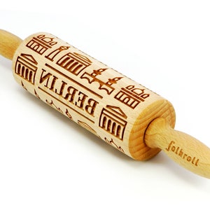 BERLIN engraved rolling pin for cookies, embossing rolling pin, engraved by laser, stamp for cookies