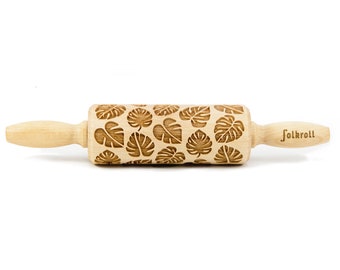 Rodillo grabado de Monstera: sello para galletas