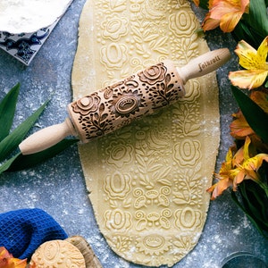 FOLK HUNGARIAN engraved rolling pin for cookies, embossing rolling pin, engraved by laser, stamp for cookies