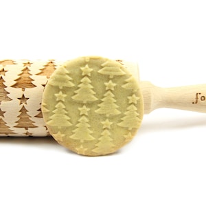 CHRISTMAS TREE engraved rolling pin for cookies, embossing rolling pin, engraved by laser, stamp for cookies