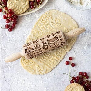 FOLK FINNISH engraved rolling pin for cookies, embossing rolling pin, engraved by laser, stamp for cookies