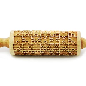 PUZZLE engraved rolling pin for cookies, embossing rolling pin, engraved by laser, stamp for cookies