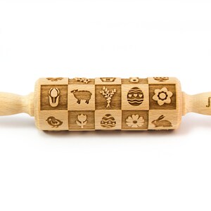 EASTER TILES engraved rolling pin for cookies, embossing rolling pin, engraved by laser, stamp for cookies
