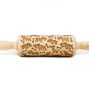 CRAZY DOG engraved rolling pin for cookies, embossing rolling pin, engraved by laser, stamp for cookies