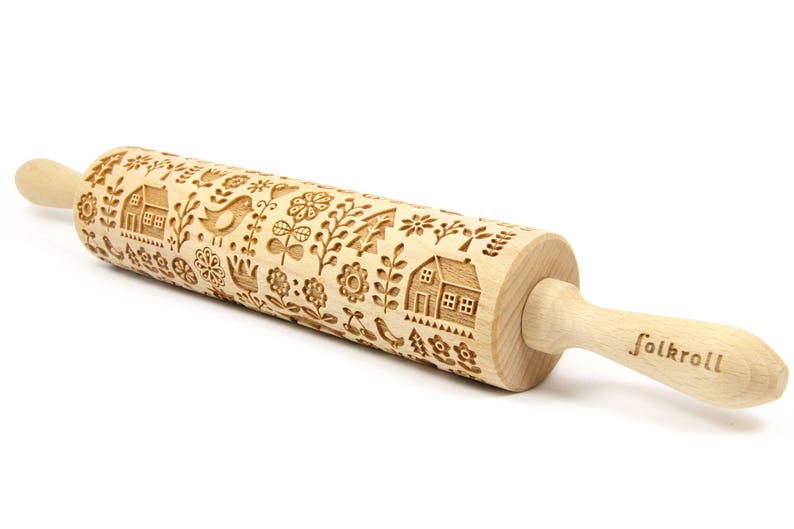 SCANDINAVIAN FOLK engraved rolling pin for cookies embossing Etsy