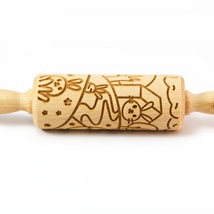 EASTER LANDSCAPE engraved rolling pin for cookies, embossing rolling pin, engraved by laser, stamp for cookies