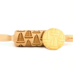 BOATS engraved rolling pin for cookies, embossing rolling pin, engraved by laser, stamp for cookies