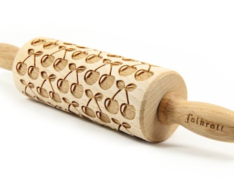 No. R118 チェリー柄、ローリングピン、刻印入りローリングピン