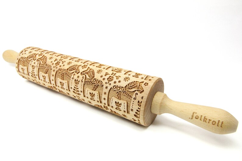 SWEDISH FOLK Dala Horse Engraved Rolling Pin for Cookies Etsy