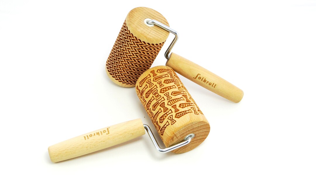 Roilling Pin Sticker Set of 2 Mini Engraved Rolling Pins: Cookie Embossing - Etsy