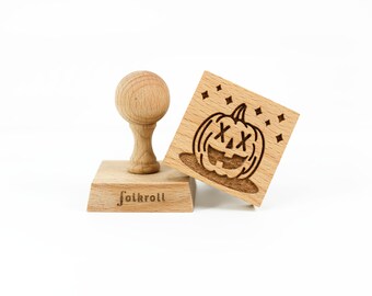 PUMPKIN - HALLOWEEN wooden engraved stamp for cookies, laser stamp, baking gift