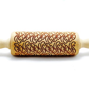 FLOURISHES engraved rolling pin for cookies, embossing rolling pin, engraved by laser, stamp for cookies