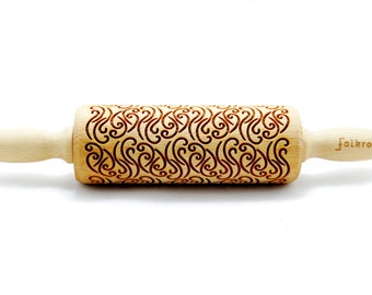 Rodillo grabado Flourishes: sello de madera de haya para galletas
