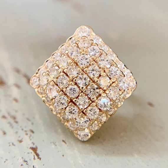 Kite Shaped Diamond Cluster Statement Ring 14k - image 1