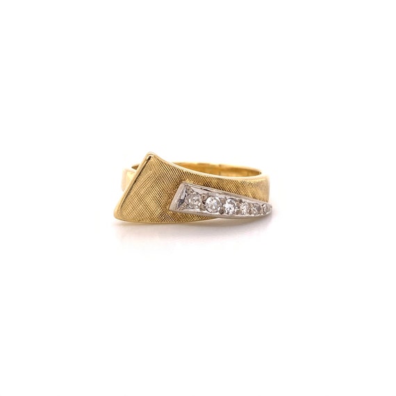 Abstract Diamond Florentine Finish Ring 18k - image 8