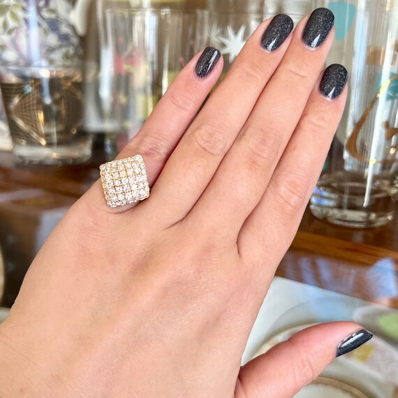 Kite Shaped Diamond Cluster Statement Ring 14k - image 3