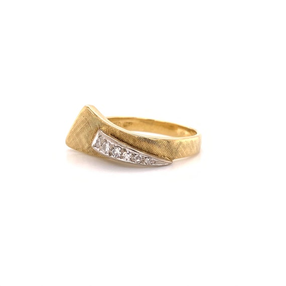 Abstract Diamond Florentine Finish Ring 18k - image 3