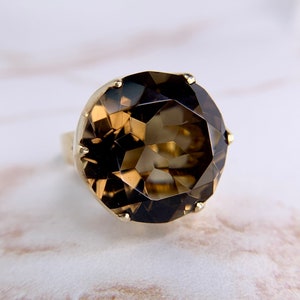 Large Smokey Quartz Ring 14k