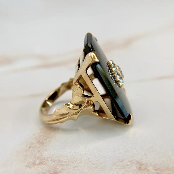 Onyx and Diamond Statement Ring 14k - image 4