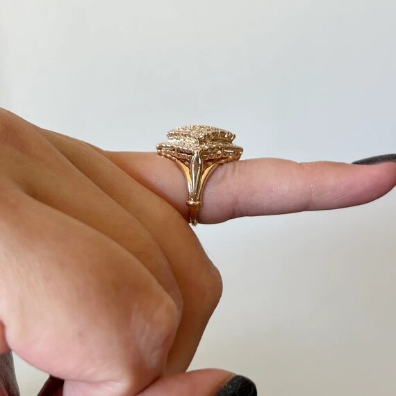 Kite Shaped Diamond Cluster Statement Ring 14k - image 8