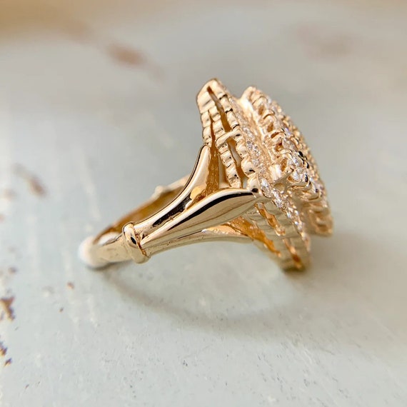Kite Shaped Diamond Cluster Statement Ring 14k - image 2