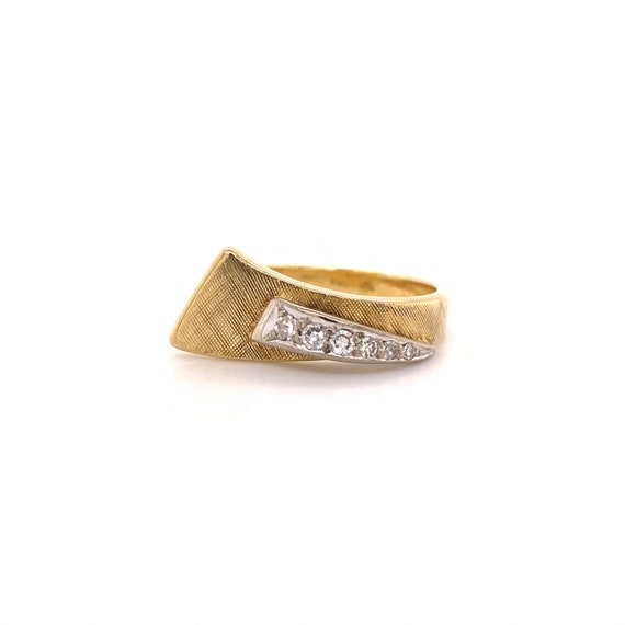 Abstract Diamond Florentine Finish Ring 18k - image 2