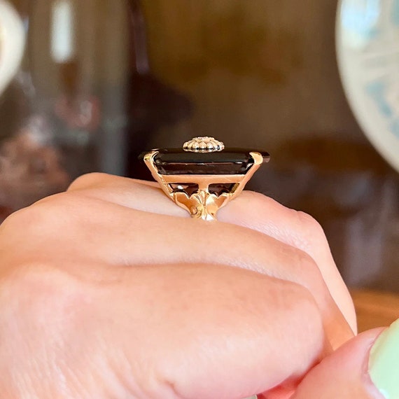 Onyx and Diamond Statement Ring 14k - image 5