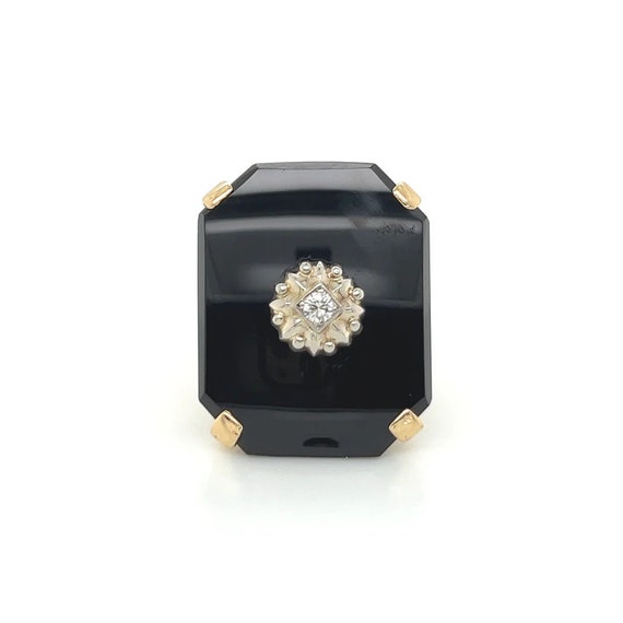 Onyx and Diamond Statement Ring 14k - image 6