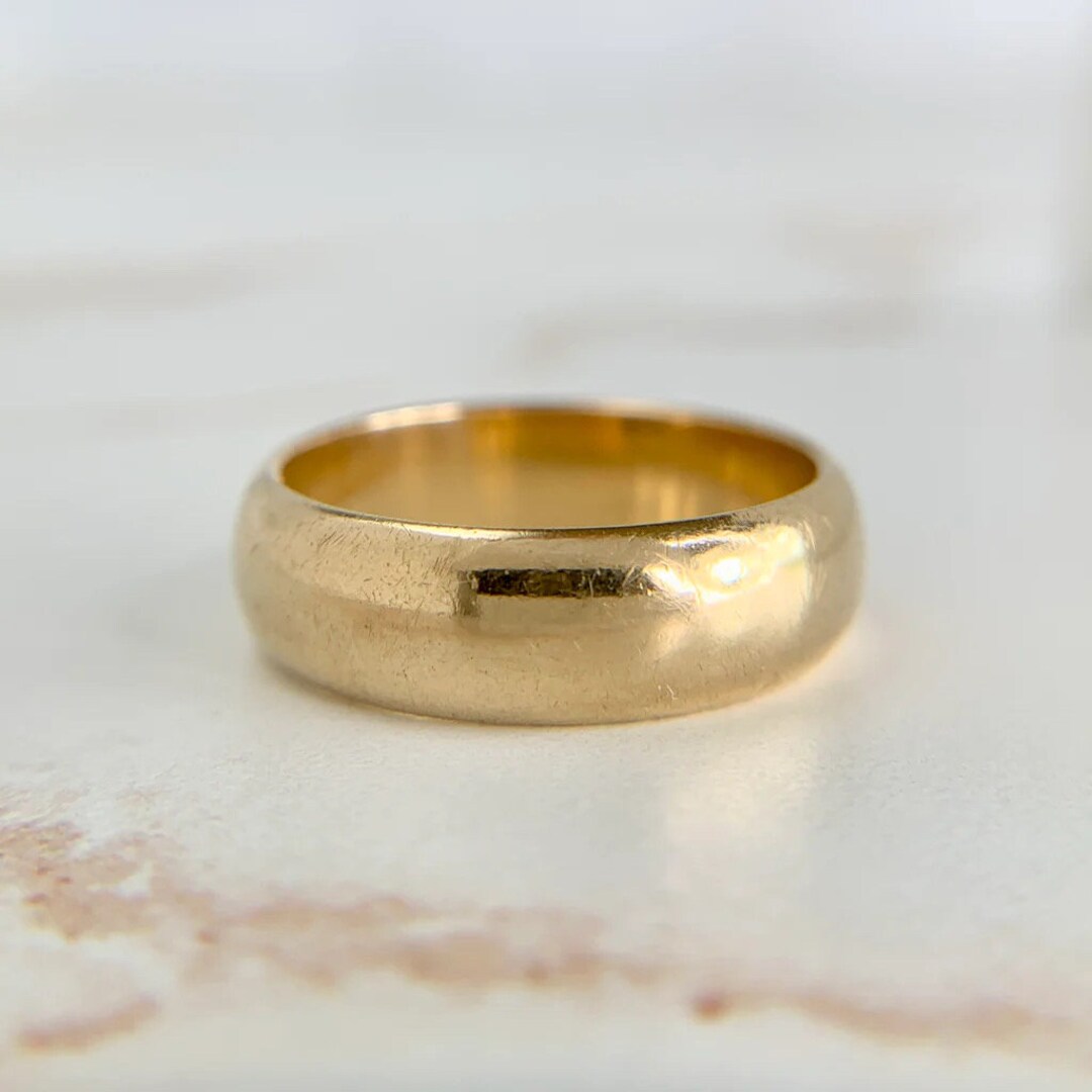 Vintage JR Wood and Sons Wide Gold Band 14k Etsy