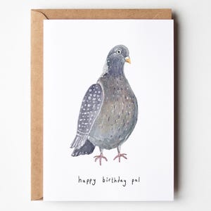 Biglietto di auguri di buon compleanno con illustrazione di piccione