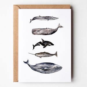 Biglietto d'auguri con illustrazione di balena: biglietto d'auguri con acquerello