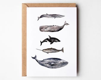 Whale Illustration Card: Watercolor Art Greeting Card