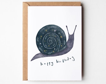 Snail Happy Birthday Card: Illustrated Greeting Card