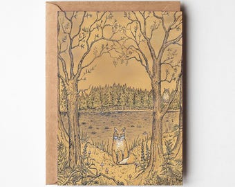 Fox Greeting Card: Woodland Illustration Art Card