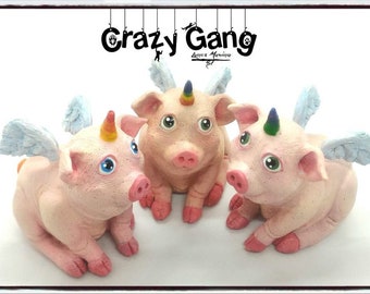 Unicorn Pig (Unipig) Miniature handmade