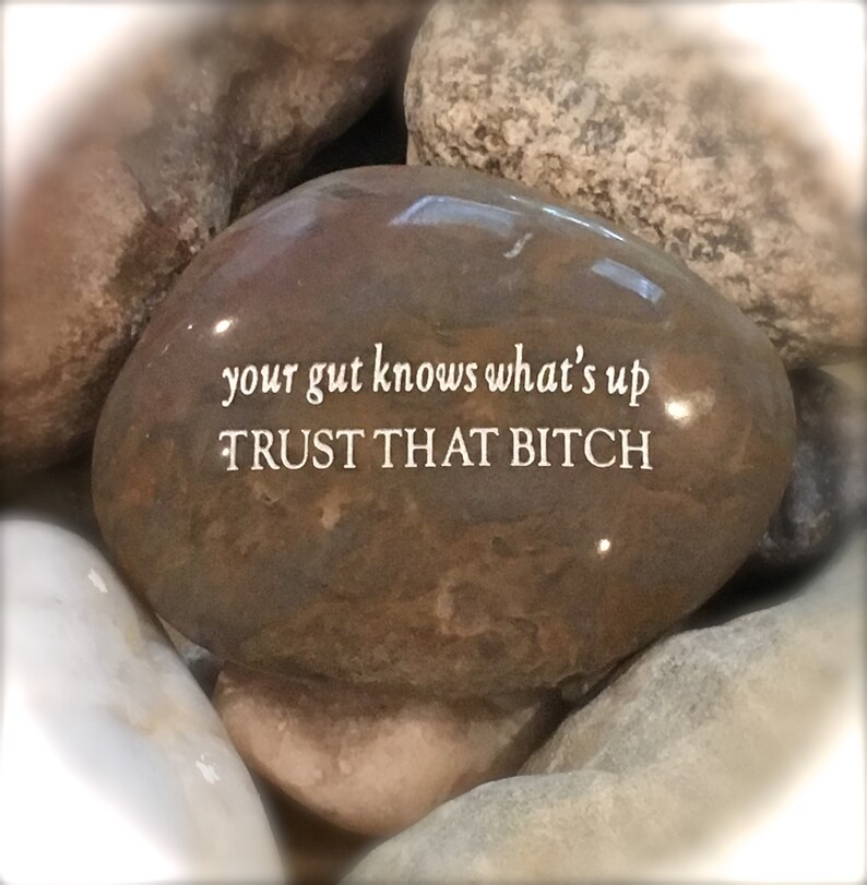 Inspirational Rock Engraved Word Rocks Your Gut Knows Etsy